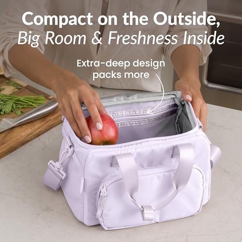 Bentgo Insulated Lunch Bag – Extra-Large Capacity Adult Lunch Bag with Shoulder Strap and External Storage Compartment, Durable, Lightweight, Ideal for Work, School, & Meals On the Go (Lavender) - color: Lavender