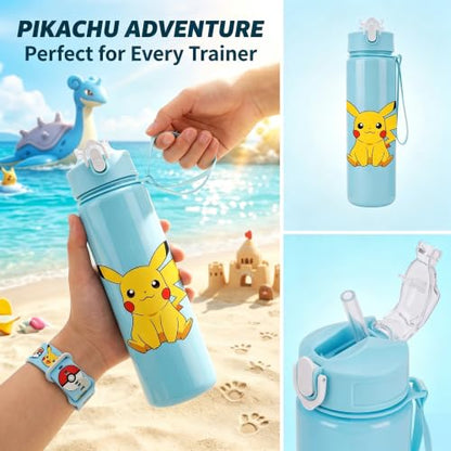 Cartoon Huntrix Water Bottle for Girls, 25oz Leak Proof with Straw Lid, Gifts for Girls (Pokee) - color: Pokee