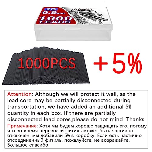 1000Pcs Mechanical Pencil Lead Core 0.5 0.7 0.9 1.3 2mm 2B Large Capacity Replaceable Pencil Refill Student Gift Box (1.3mm)