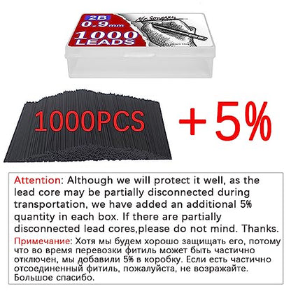 1000Pcs Mechanical Pencil Lead Core 0.5 0.7 0.9 1.3 2mm 2B Large Capacity Replaceable Pencil Refill Student Gift Box (1.3mm)