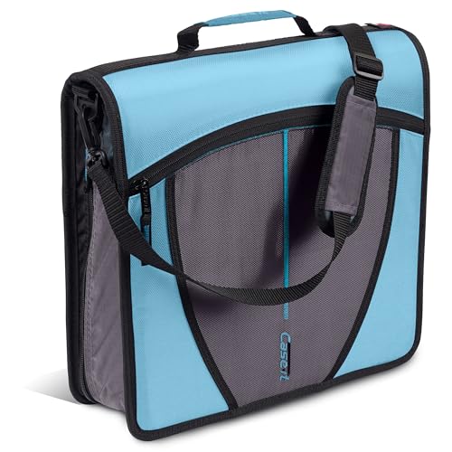 Case-it Mighty Zip Tab School Zipper Binder | 3-Inch O-Rings, 600-Sheet Capacity, 5-Subject Expanding File Folder, Multiple Pockets & Storage Organizer, Shoulder Strap | D-146 Teal - color: F Teal, size: 1 Pack