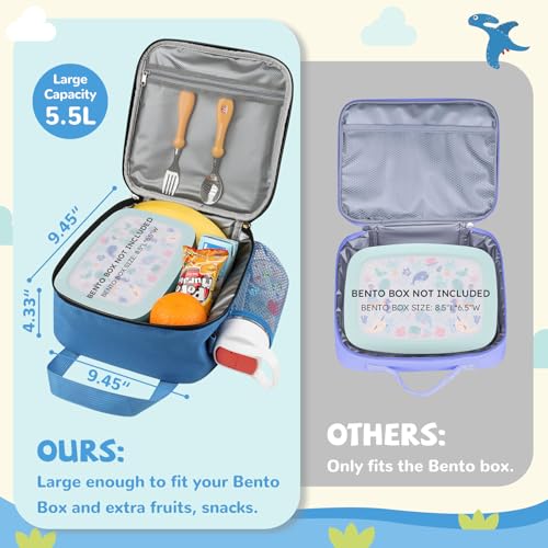 REDSHELL Lunch Box Kids, Large Insulated Lunch Bag for Boys, Dark Blue | Tactical Style, Cooler Lunchbag, Square Toddler Lunchbox, School & Daycare, Lunch Tote, Water Bottle Holder, Adjustable Strap - color: Dark Blue