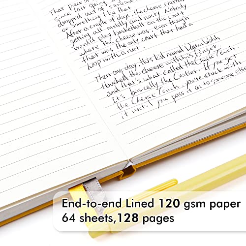12 Pack Notebooks Journals Bulk with 12 Black Pens, Feela A5 Hardcover Notebook Classic Ruled Journal Set with Pen Holder for School Business Work Travel Writing, 120 GSM, 5.1”x8.3”, Yellow - color: 12 Pack yellow