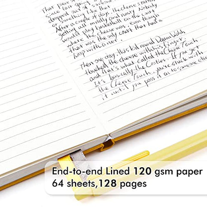 12 Pack Notebooks Journals Bulk with 12 Black Pens, Feela A5 Hardcover Notebook Classic Ruled Journal Set with Pen Holder for School Business Work Travel Writing, 120 GSM, 5.1”x8.3”, Yellow - color: 12 Pack yellow