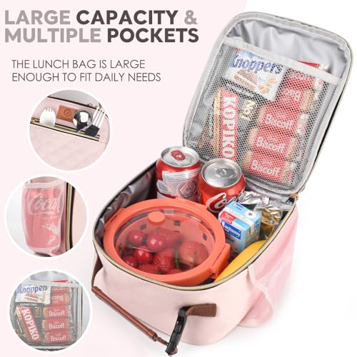 Genteen Kids Lunch Box Insulated Soft Mini Cooler with Bottle Holder, Lightweight Reusable Easy-Clean Lunch bag for Girls, Boys Back to School-Light Pink - color: Light Pink