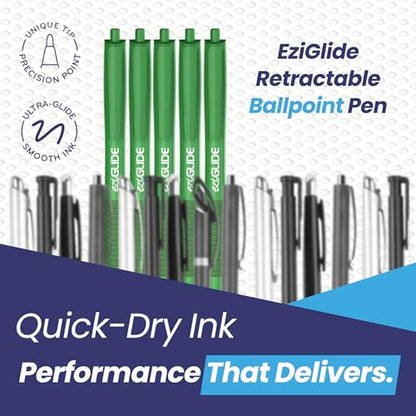 Retractable Ballpoint Pens, Pack of 5 Pens Ink, Smooth Writing Ballpoint Pens for Writing, Note-Taking & Everyday Use, Great for Office, School & Home (Blue) - color: Blue