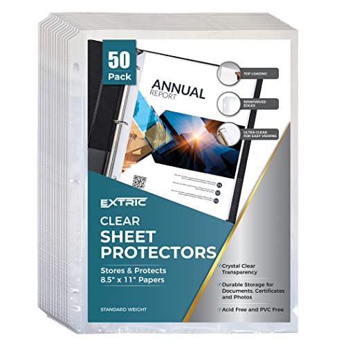 Sheet Protectors, 50 Count Clear Page Protectors for 3 Ring Binder, Top Loading Plastic Sleeves 8.5 x 11 inch - size: Standard, 50 Count