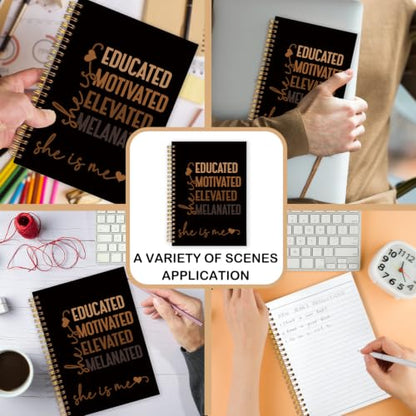 Black Girl Magic Gifts Spiral Notebook for Women 5.5x8.3 Inch | African American Inspirational Gifts for Black Women,She Is Me Motivational Brown and Black Notebook Journal - color: Brown and Black white