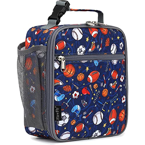 FlowFly Lunch box Insulated Soft Bag Mini Cooler Back to School Thermal Meal Tote Kit for Girls, Boys (Football) - color: Football
