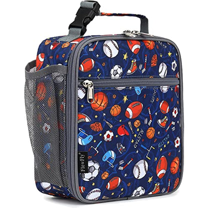 FlowFly Lunch box Insulated Soft Bag Mini Cooler Back to School Thermal Meal Tote Kit for Girls, Boys (Football) - color: Football