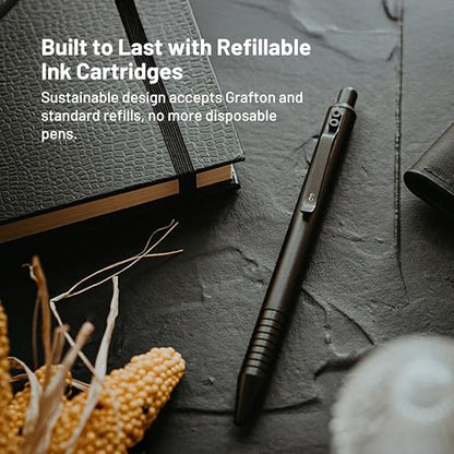 Everyman Black Grafton Super Matte Full Click Refillable Gel Pen | Durable EDC Writing Tool with Deep Grip | Smooth 0.7mm Ink Flow for Daily Use, Notes, Journaling, and Office Essentials - color: Black, style: Full Click