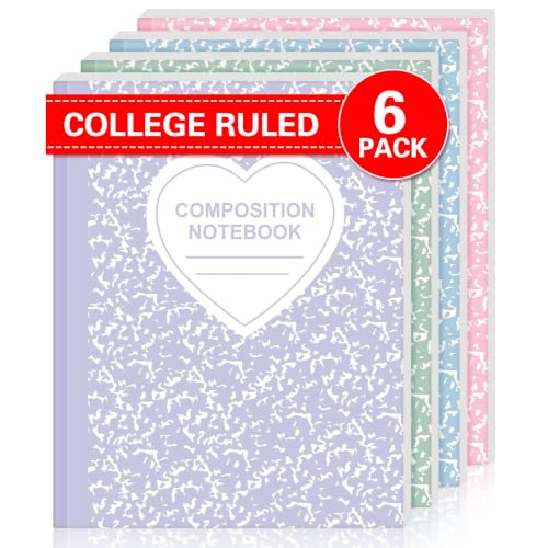 Tenceur 4 Pack Pastel Composition Notebook College Ruled Bulk Marble Composition Notebook Preppy Aesthetic for Back to School Supplies 110 Page 7-1/2" x 9-3/4" Journal for First Day of School Student