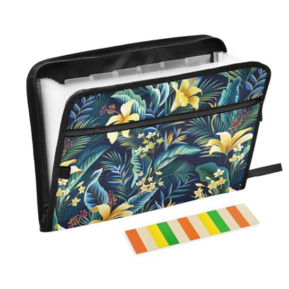Hibiscus Plumeria Palm File Folders,Plastic Folders with 13 Pockets,Expandable File Folder for Documents School Students Office,Aesthetic Folder with Labels A4 Letter Size - color: Multi 26