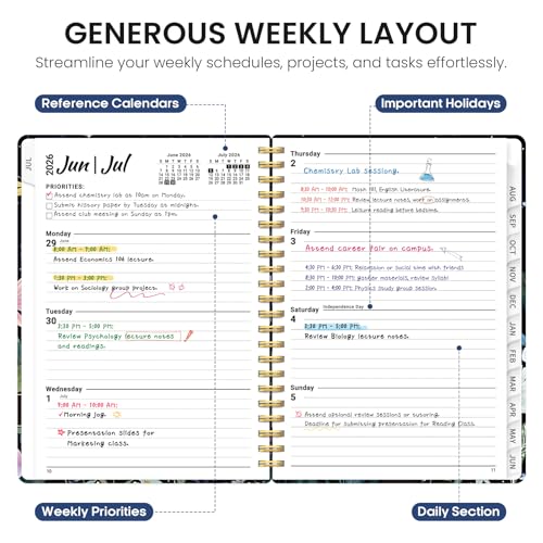 Planner 2026-2027, Academic Year Monthly and Weekly Calendar Planner, Jul 2026 - Jun 2027, Hardcover Teacher Student Planning Agenda book with Tabs, Perfect for School Office Supplies, 6.3" x 8.5" - Celestial - color: E-Celestial, size: (6.3"x8.5")a5