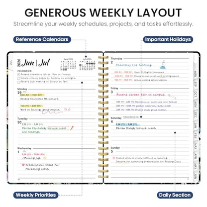 Planner 2026-2027, Academic Year Monthly and Weekly Calendar Planner, Jul 2026 - Jun 2027, Hardcover Teacher Student Planning Agenda book with Tabs, Perfect for School Office Supplies, 6.3" x 8.5" - Celestial - color: E-Celestial, size: (6.3"x8.5")a5