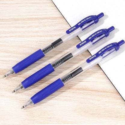EYEYE G-103 Retractable Gel Blue Pens 0.7mm, 10 Pack Medium Point Ballpoint Pen Quick Drying, Pen Fine Point Smooth Writing Pens for Office School Supplies - color: Blue, size: 0.7mm