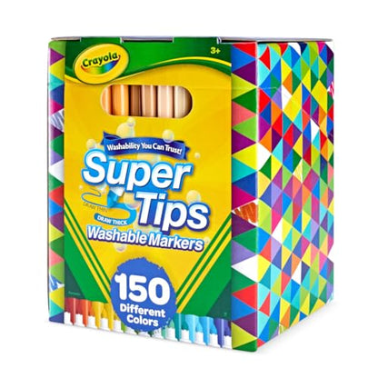 Crayola Super Tips Marker Set (150ct), Teacher Classroom Must Haves, Homeschool Supplies, 2-in-1 Fine Point & Broad Line Markers for Kids, 3+ - size: 150 Count (Pack of 1)