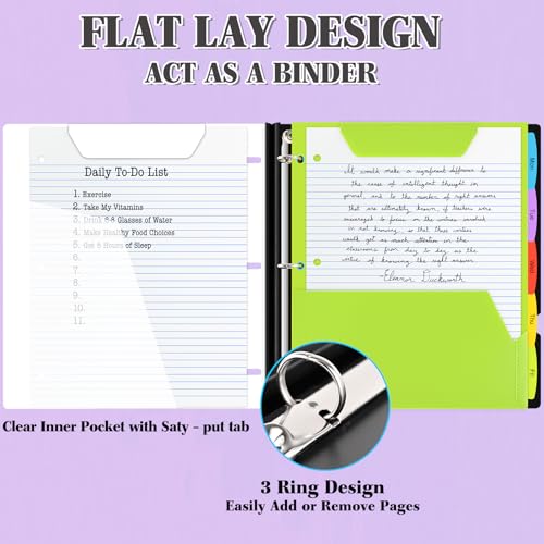 INFUN All-in-one Telescoping Binder Notebook, Refillable 3 Ring Notebook Binder with 1 Plastic Movable Pocket Folder,5 Plastic Subject dividers and Graph Paper and College Ruled Paper-White - color: White, size: 1 PCS