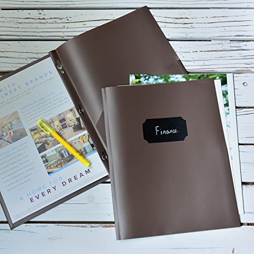 Youngever 6 Pack Heavy Duty Plastic Two Pocket Folders with 3 Prongs, Metal Prongs Fastener, Heavy Duty Plastic 2 Pocket Folder (Brown) - color: Brown