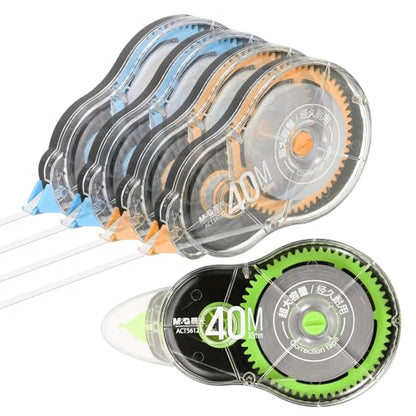 M&G 5Pcs 131 Ft Tape, Correction Tape Tear Resistant Whiteout Tape Easy to Use Instant Bulk Cool Transparent Dispenser for Classroom Office, Black