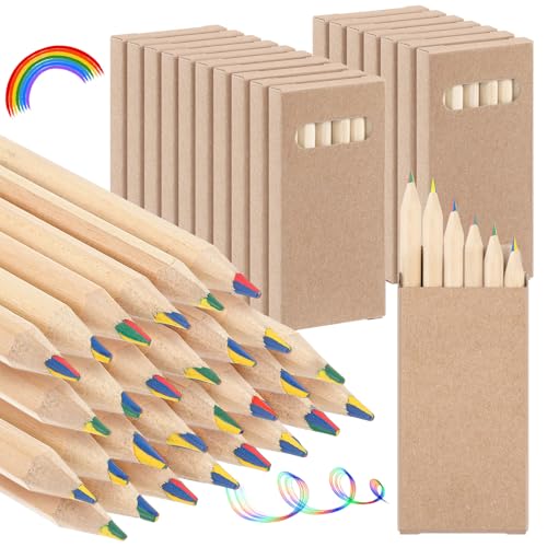 Ctosree 24 Packs Mini Colored Pencils Bulk Coloring Pencil in Boxes Back to School Gifts for Students Kids Classroom Rewards, Party Favor, Goodie Bag Fillers, 6 Per Pack (Rainbow,3.5'') - color: Rainbow, size: 3.5''