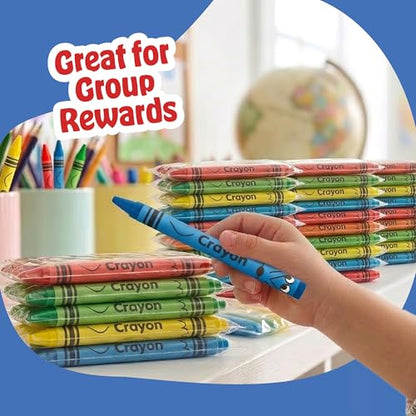Bulk Crayons 100 Pack (25 Sets of 4) - Individually Wrapped Crayons Party Favors for Kids, Restaurants, Classrooms, Birthday Goodie Bags, School Supplies, Travel, Toddler Coloring, Non-Toxic - style: 25 Packs of 4 (100 Count)