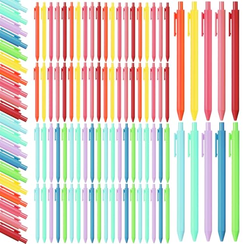 Fulmoon 50 Pcs Ballpoint Pens Bulk Retractable Comfortable Writing Pens Cute Christmas Supplies in Medium Point 1.0 mm for Teacher Office Home Baby Shower (Rainbow Colors,Black Ink) - color: Rainbow Colors, size: 1 Count (Pack of 50)
