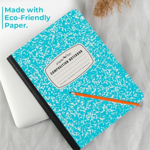 Paper Rite Assorted Marble Composition Notebook Wide Ruled (9.75x7.5 in), 100 Sheets | 200 Pages | For School, Office, Students, Teachers (2, Blue & Pink)