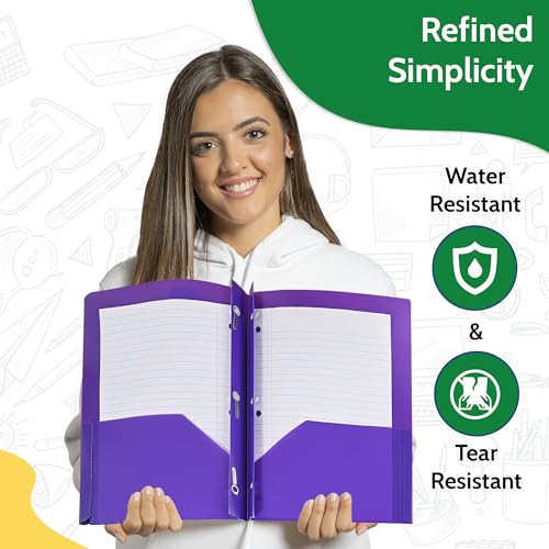 24 Pack Green Plastic Folders with Pockets Heavy Duty. 2 Pocket Folder no Prongs Bulk. Tear-Resistant Letter Size 8.5x11. Presentation Ready School and Office Supplies - color: Green, style: No Prongs