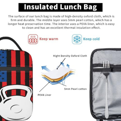 Kettlebell Fitness American Flag Lunch Bag 10In | Insulated Lunch Box Reusable Tote Bag For Picnic Office For Women Men - color: Style 5