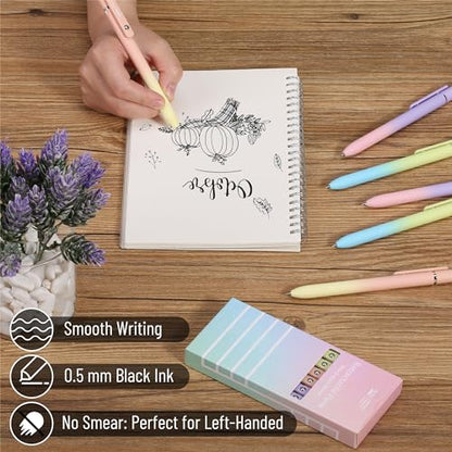 Mr. Pen- Retractable Gel Pens, 6 Pack, Gradient Color Barrels | Black Gel Pens, Fast Dry, Fine Point 0.5mm, Retractable, Cute Pens, Gel Ink Pens, Aesthetic Pens for Journaling - color: Gradient Barrels