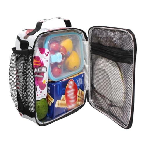 Sport Baseball Lunch Box for Kids Boys Girls, Cooler Insulated Lunch Tote Bag with Adjustable Strap for School Daycare - color: W005