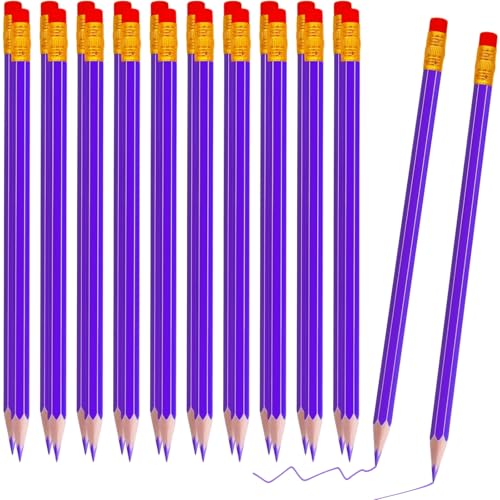 24 Pcs Erasable Checking Pencils, Pre-Sharpened, for Marking, Coloring, Tests, Grading, Office, (Purple) - color: Purple