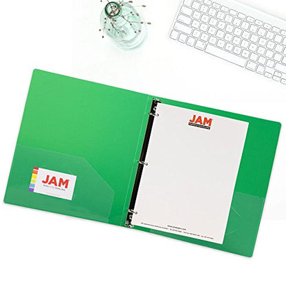 JAM PAPER Plastic 1 inch Binder - Green 3 Ring Binder - Sold Individually - color: Green, size: 1 inch
