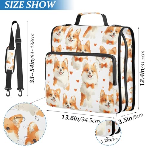 3 Ring Zipper Binder Funny Cartoon Dog Binders Bag with Shoulder Strap 500 Sheets Paper Organizer Trapper Keeper Documents Storage File Folder for School Office - color: A108