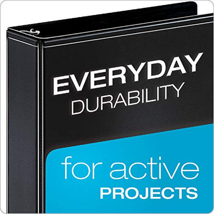 Cardinal Economy 3-Ring Binders, 4", Slant-D Rings, Holds 835 Sheets, ClearVue Presentation View, Non-Stick, Black, Case of 6 (90780) - color: Black, size: 4 Inch