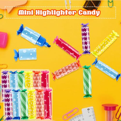 60 Pack Mini Candy Highlighters Bulk Candy Shape Pastel Highlighter Cute Chisel Head Marker Highlighters for Candy Party Drawing Poster Back to School Office Supplies, 6 Color