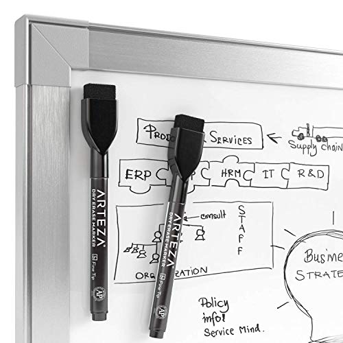 ARTEZA Black Dry Erase Markers with Erasers – Pack of 36 Magnetic Fine Tip Whiteboard Pens with Low-Odor Ink for Office & Home Use - size: 1 Count (Pack of 36)