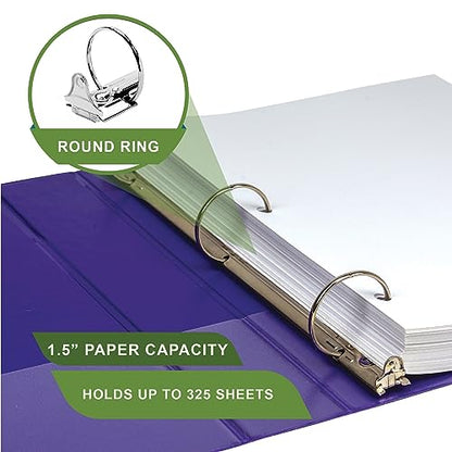 Samsill Plant-Based 1.5 Inch Durable Round Ring, View Binder, Eco-Friendly, USDA Certified Biobased, 2 Count,Pack of 1, Purple - color: Purple, size: 1.5", style: 2 Pack