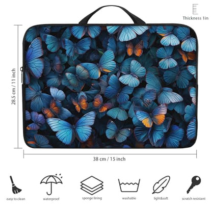 Laptop Sleeve Bag with Handle Computer Protective Soft Cover Case for 14 Inch 13 Inch Laptop,Blue Butterfly - color: Blue Butterfly