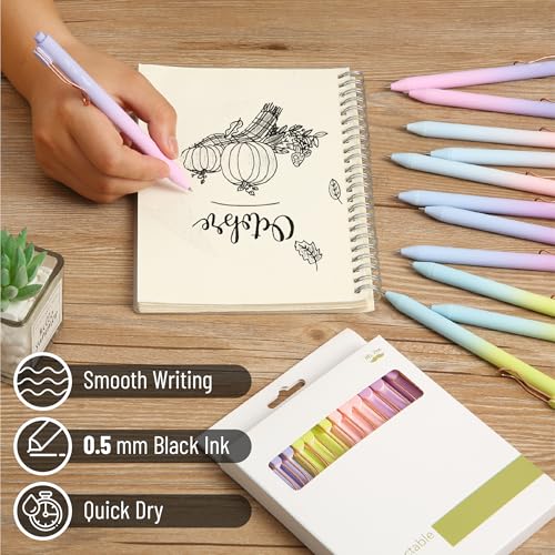Mr. Pen- Retractable Gel Pens, 12 Pack, Black Ink, Gradient Barrel | Fine Point 0.5 mm, Fast Dry, Smooth Writing, Cute Gel Ink Pens for Drawing, Journaling, Writing Planner and School Supplies