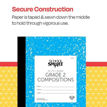 School Smart Skip-A-Line Ruled Composition Book, Grade 2, Blue, 100 Pages - 085301 - size: 50 Sheets/100 Pages - Grade 2