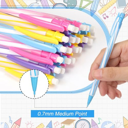 240 Pcs 0.7mm Mechanical Pencils Bulk Set Include Mechanical Pencil with Eraser HB Lead Refills for Art Office Classroom School Student Writing Drawing Sketching Supplies (Pastel) - color: Pastel