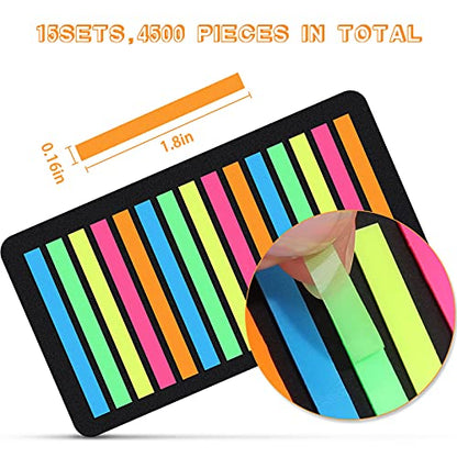 Zonon 4500 Pcs Removable Highlighter Tapes Text Highlighter Strips Transparent Sticky Note Tabs Neon Page Marker Index Tabs for Book Annotating Bible Study Aesthetic Office School Supplies