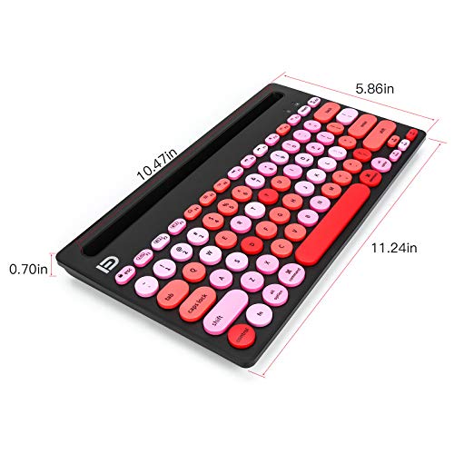 HUO JI Wireless Keyboard Multi-Device, Bluetooth and 2.4G Dual Mode for iPad, Switch to 3 Devices for Cellphone, Tablet, PC, Smart TV, iOS Android Windows, Black Pink - color: Black Pink