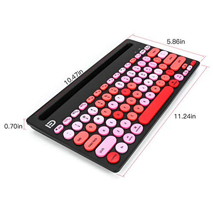 HUO JI Wireless Keyboard Multi-Device, Bluetooth and 2.4G Dual Mode for iPad, Switch to 3 Devices for Cellphone, Tablet, PC, Smart TV, iOS Android Windows, Black Pink - color: Black Pink