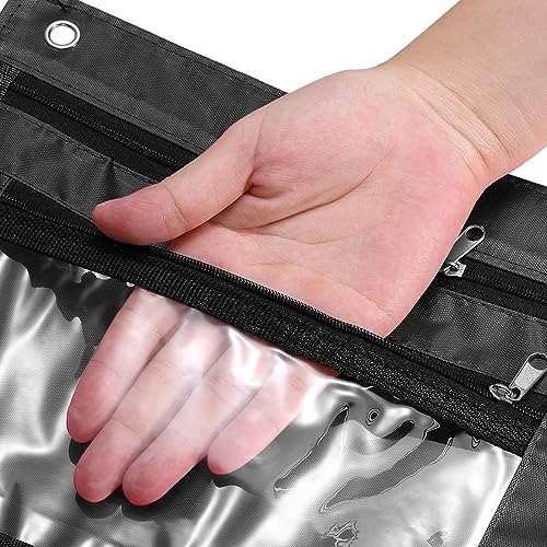PATIKIL Expandable Pencil Pouch for 3 Rings Binder, 1 Pack Oxford Cloth Large Capacity Zipper Binder Pouch Pencil Cases for Office Home, Black - color: Black