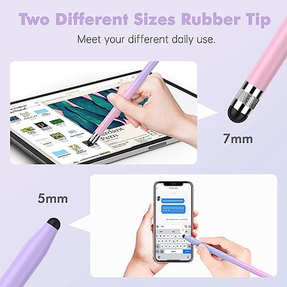5Pcs Stylus Pens, 2 in 1 Stylus Pen for Touchscreen High Sensitivity Capacitive Stylus for iPad, iPhone, Android Samsung Tablets Skylight Calendar All Universal Touchscreen Devices with 10 Rubber Tips