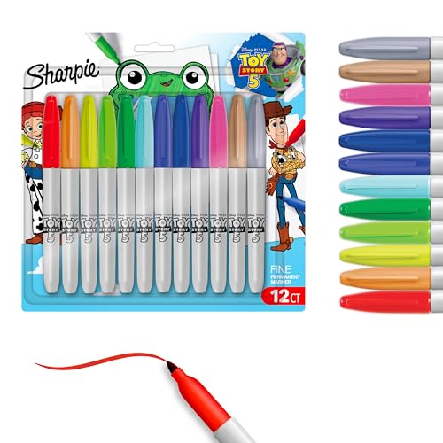 Sharpie Permanent Markers, Toy Story 5 Packaging, Assorted, Fine Point, 12 Count - size: 12 Count - Toy Story