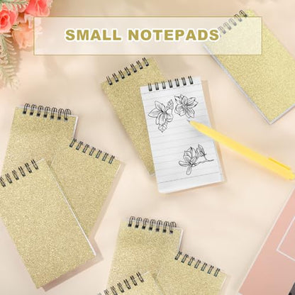 Tenceur 18 Pcs Pocket Notebook Small 3x5 Inch Glitter Gold Top Spiral Notepads Bound Notebook with Lined 120 Pages Mini Memo Pads for Office College Nurse Essentials Back to School Gift - color: Glitter Gold
